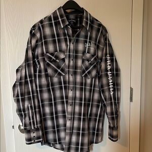 Jack Daniels Black and White Casual Button Down Shirt